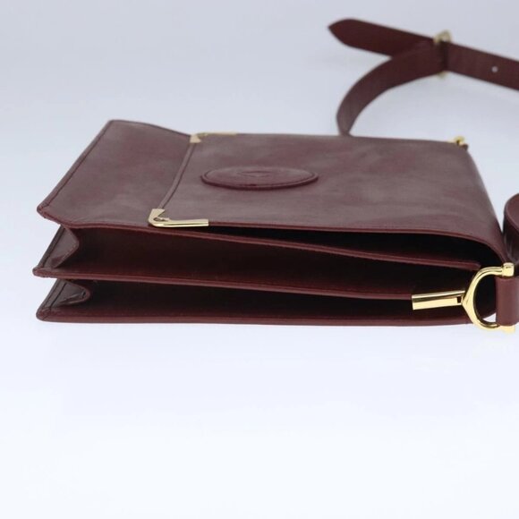 CARTIER Must Line Shoulder Bag Leather Bordeaux Gold Auth mr733 - Picture 6 of 16